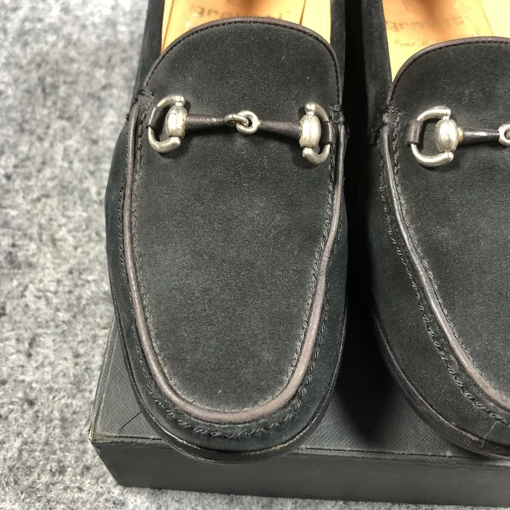 Gravati Loafers Mens 8 M Black Suede Horsebit Slip On Handmade Italy Luxury